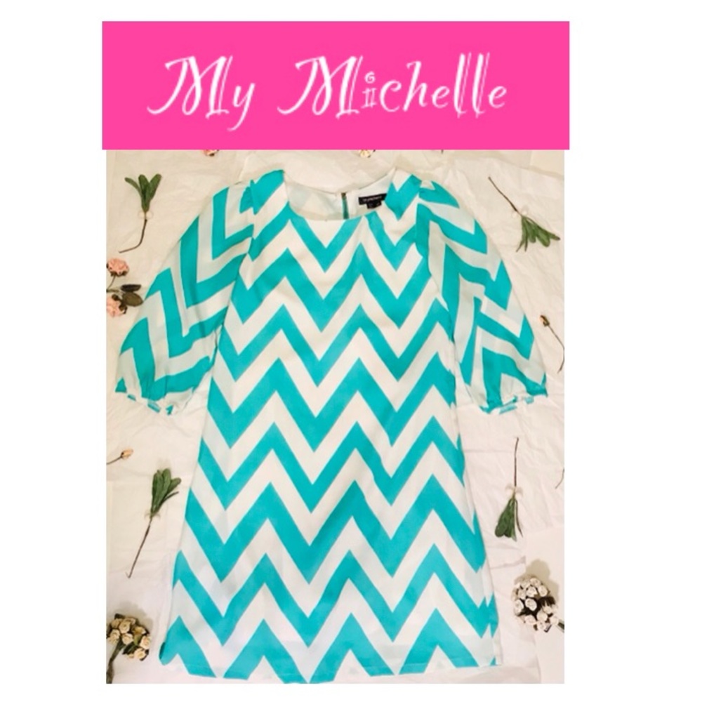 Turquoise and White Dress